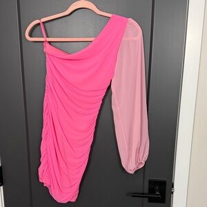 Elegant Pink One-Shoulder Dress